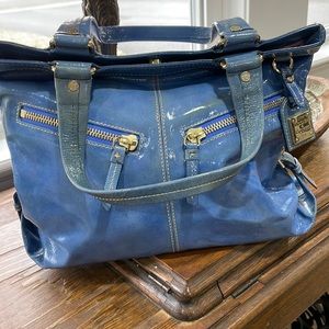 Dooney & Bourke VTG Patent Leather Blue/Purple Satchel